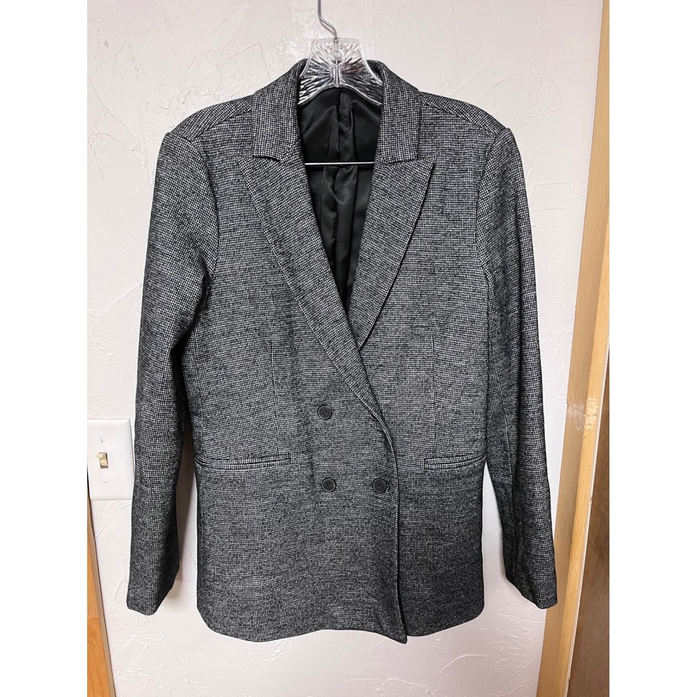 J.McLaughlin Womens Grey Wool Blend Houndstooth‎ Double Breasted Blazer Size 4